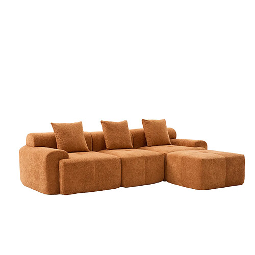 STILVORA Canapé d'angle modulable 268/102/78 cm orange en tissu sans montage