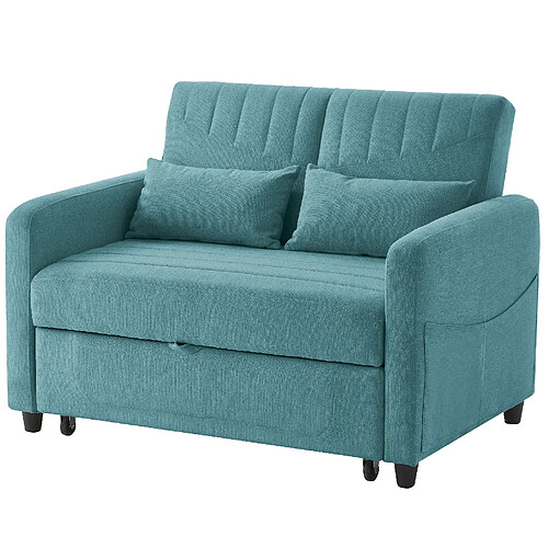 STILVORA Canapé-lit 166/95 cm bleu vert antique en mousse avec dossier réglable