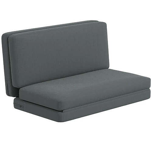 STILVORA Canapé de sol 138/90/70 cm gris foncé en polyester convertible 3-en-1