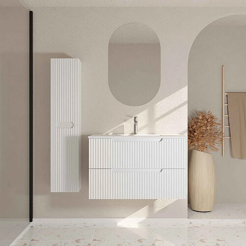 Aurlane Ensemble meuble salle de bain 80 cm avec colonne