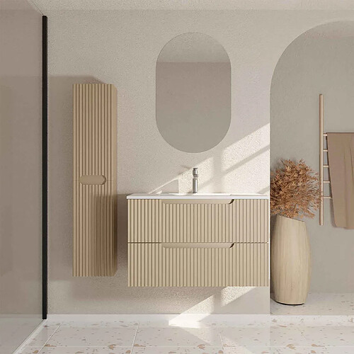Aurlane Ensemble meuble salle de bain 80 cm avec colonne