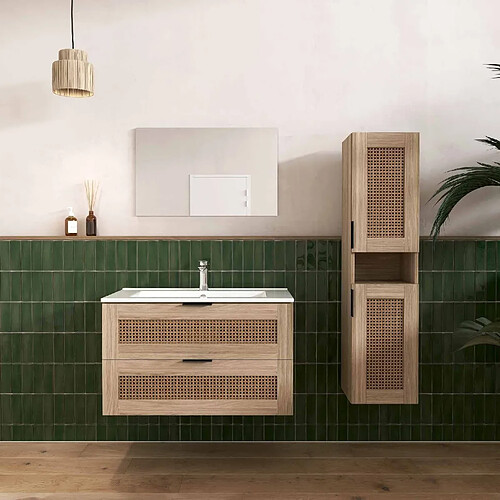 Aurlane Ensemble meuble salle de bain 60 cm avec colonne
