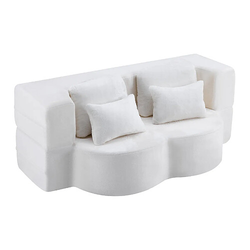 STILVORA Canapé de sol blanc en mousse et ressorts pliable sans montage