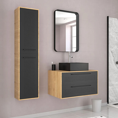 Aurlane Ensemble meuble salle de bain 80 cm avec colonne
