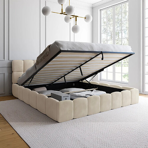 Idmarket Lit coffre double NUAGE