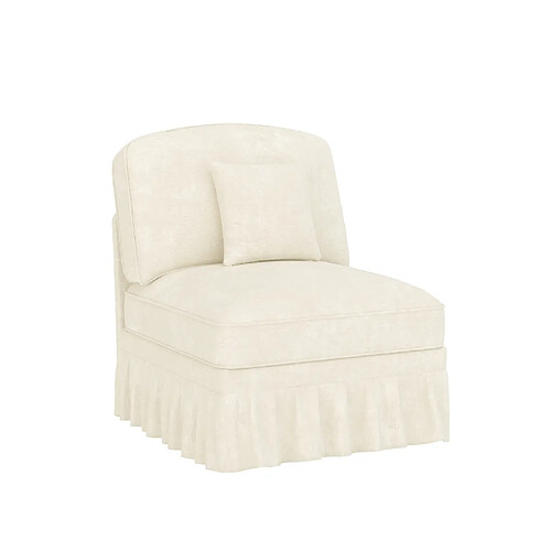 STILVORA Canapé sans accoudoirs blanc en chenille avec jupe amovible et coussin