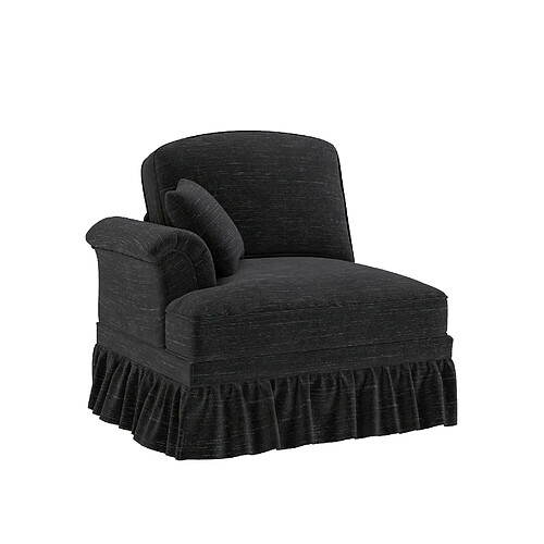 STILVORA Canapé noir en chenille avec jupe amovible et coussin mobile