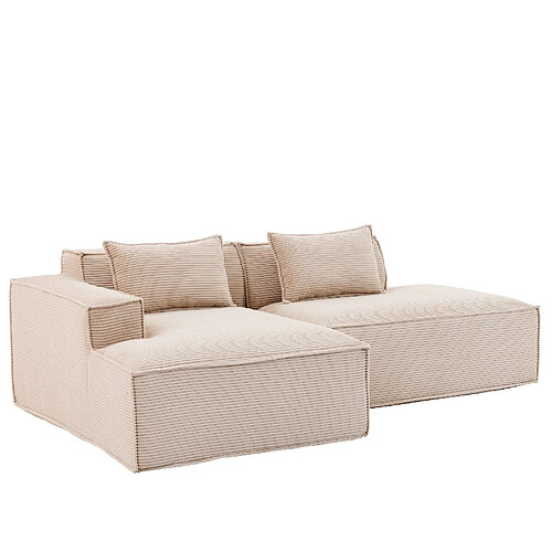 STILVORA Canapé 235 cm kaki en polyester rembourré au tissu facile d’entretien