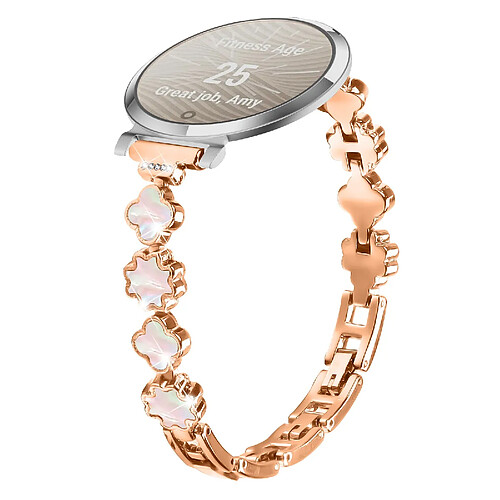 INF Bracelet de montre élégant en métal avec trèfle et nacre compatible avec Garmin Lily 2 Pin