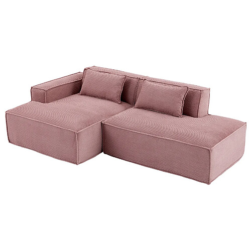 STILVORA Canapé 235 cm rose bébé en polyester rembourré avec 2 coussins