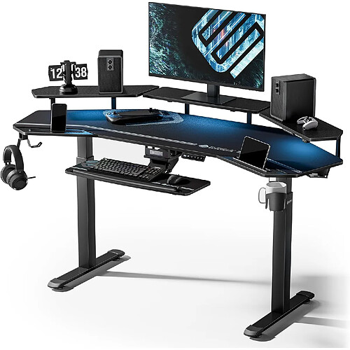 Bureau assis-debout Aero Pro à forme d'aile avec accessoires