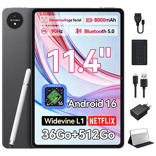 VANWIN Tablette-Android 16-11.4"FHD-36Go RAM+512GoROM/256Go TF
