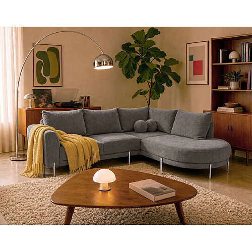Bestmobilier Gabin - Canapé d'angle droit 5 places en velours texturé