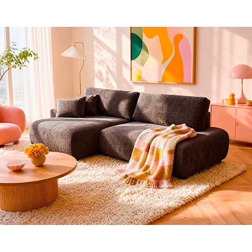Bestmobilier Pivoine - Canapé d'angle ouvert gauche 4 places convertible avec coffre en tissu texturé