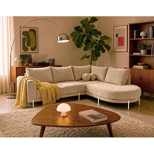 Bestmobilier Gabin - Canapé d'angle droit 5 places en velours texturé