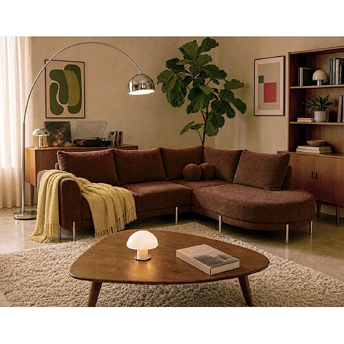 Bestmobilier Gabin - Canapé d'angle droit 5 places en velours texturé