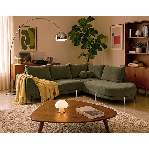 Bestmobilier Gabin - Canapé d'angle droit 5 places en velours texturé