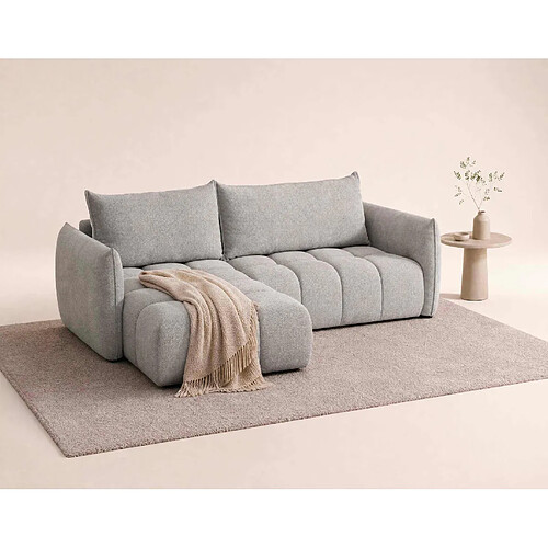 Bestmobilier Ambroise - Canapé d'angle gauche 4 places convertible avec coffre en velours texturé