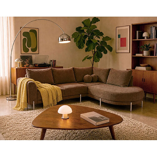 Bestmobilier Gabin - Canapé d'angle droit 5 places en velours texturé