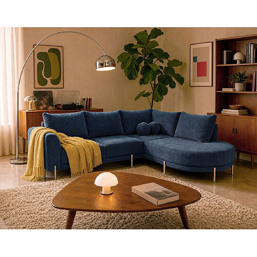Bestmobilier Gabin - Canapé d'angle droit 5 places en velours texturé