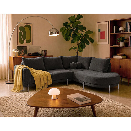 Bestmobilier Gabin - Canapé d'angle droit 5 places en velours texturé
