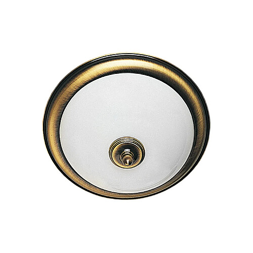 Jupiter Plafonnier rétro rond ?31 laiton patiné verre 2xE14