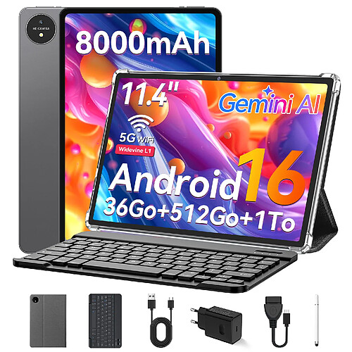 VANWIN Tablette-Android 16-11.4"FHD-36Go RAM+512GoROM/256Go TF