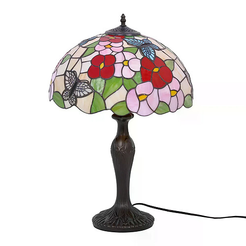 Grande lampe Tiffany vitrail papillons Butterfly Kaja