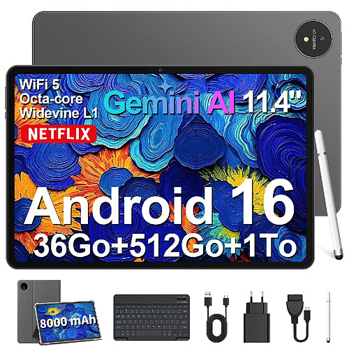 VANWIN Tablette-Android 16-11.4"FHD-36Go RAM+512GoROM/256Go TF