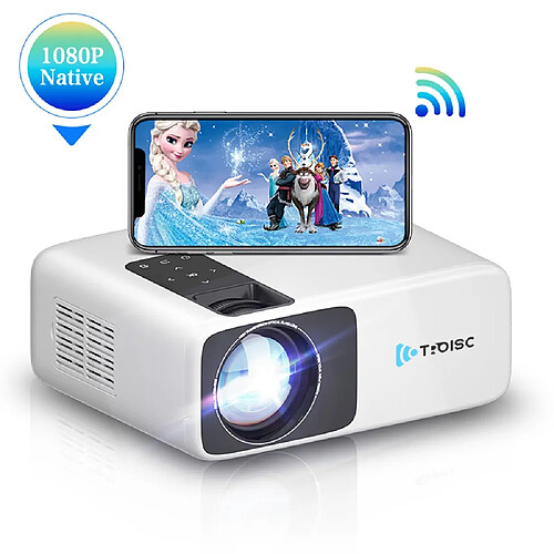 TROISC Videoprojecteur WIFI 5G 1080p FULL HD 8000 Lumens, Recopie L'écran, Bluetooth 300" Max
