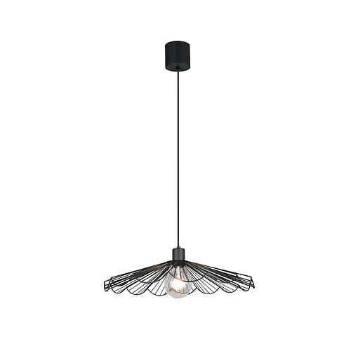 RL Suspension industrielle noire ? abat-jour filaire ondulé 1xE27 60W MARGARITA