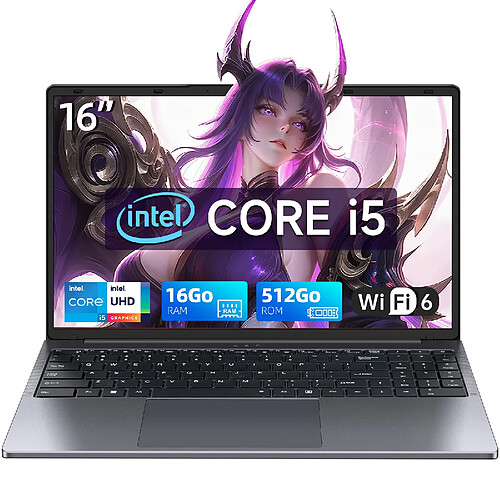 VANWIN PC Portable-16 ''-Intel Core i5-8210Y (jusqu'à 3.6Ghz)-WiFi 5-Windows 11 Pro