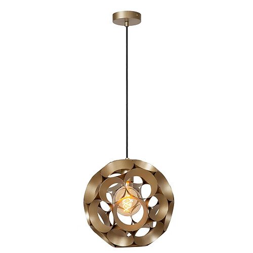 Lucide Suspension rétro dorée en métal, boule décorative 30 cm, 1x E27 40W