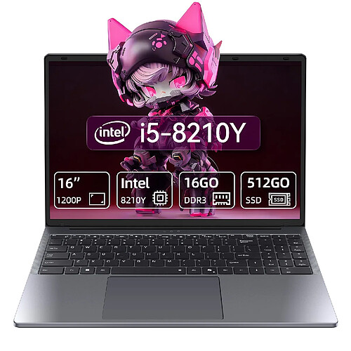 VANWIN PC Portable 16" FHD - Intel Core i5-8210Y (jusqu'à 3,6GHz)