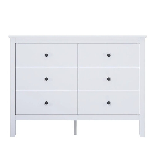 Pegane Commode blanche meuble de rangement à 6 tiroirs