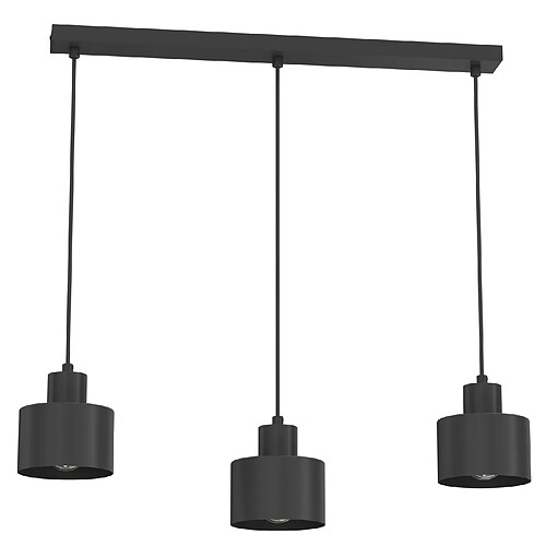 Suspension minimaliste noire 3 lumi?res cylindres E27 Parkla Luminex