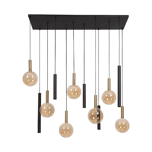 Suspension moderne noire Lucide JOSIANE ? 12 lumi?res GU10/G9, barre linéaire métal