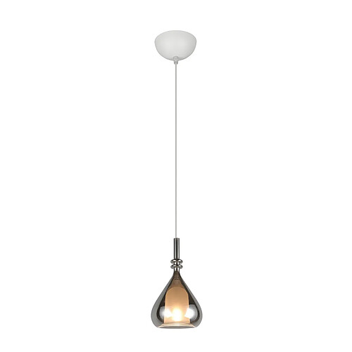 Trio Suspension minimaliste blanche et chromée en verre goutte 1xE14 10W