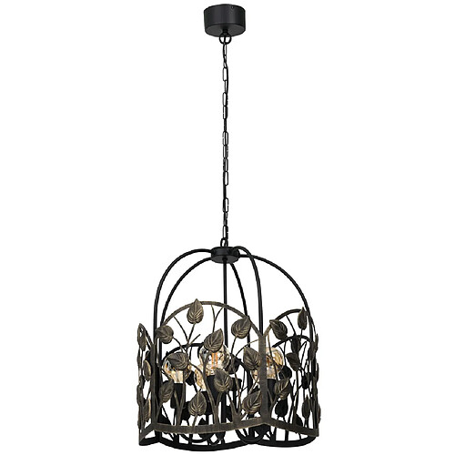 Suspension rustique noire ? feuilles 5xE27 15W Luminex Blatt