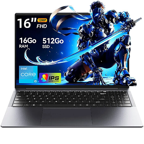 VANWIN PC portable 16"-Intel Core i5-8210Y(Jusqu'à 3,6 GHz)-16Go RAM DDR3 512Go SSD