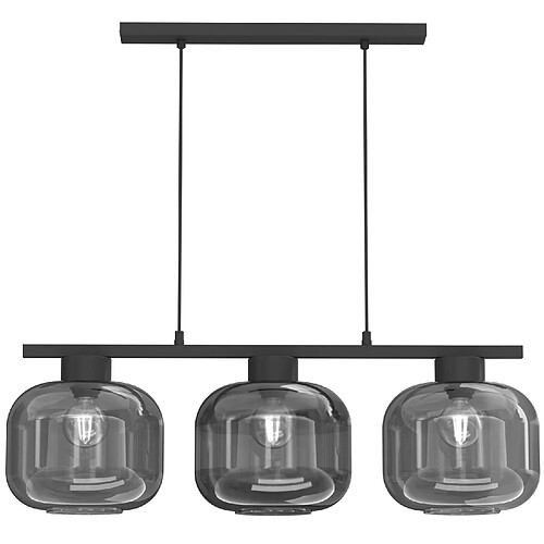 Suspension moderne noire ? 3 lumi?res, globes fumés E27, Galante Luminex