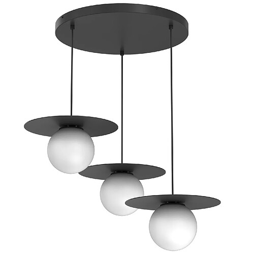 Suspension décorative noire avec boules blanches 3xE27 15W Flat Luminex