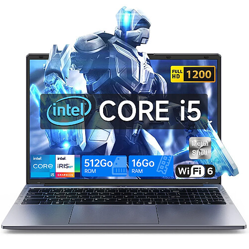 VANWIN PC portable 16-Intel Core i5-8210Y(Jusqu'à 3,6 GHz)-16Go RAM 512Go SSD-Windows 11pro