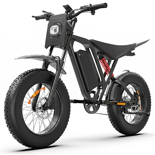 Vélo Électrique Moteur 750W Batterie 52V25Ah Autonomie 100km Shimano 7V Frein Hydraulique