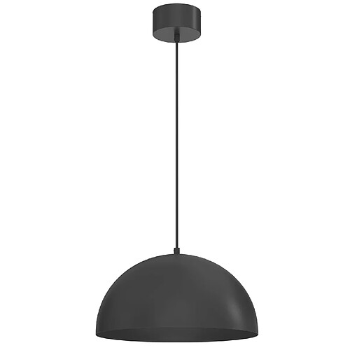Suspension minimaliste noire en métal, dôme 38 cm, 1xE27, collection Sola Luminex