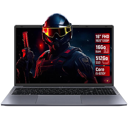 VANWIN PC portable 16"-Intel Core i5-8210Y-16Go RAM DDR3 512Go SSD-Windows 11PRO-RJ45