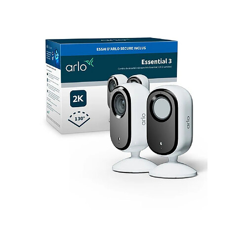Arlo Essential 3 - Lot de 2 caméras intérieures - 2K - Blanc
