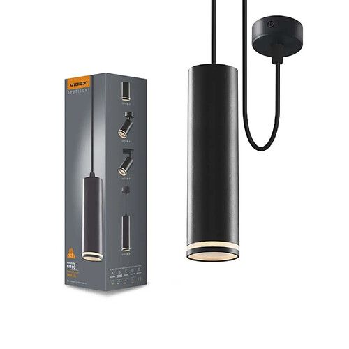 Suspension plafond noire tubulaire 1xGU10 30W Videx