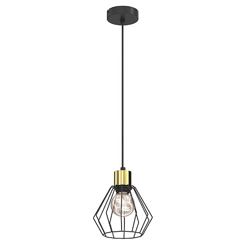 Suspension industrielle noire et dorée ? abat-jour filaire 1xE27 15W Parkla Luminex
