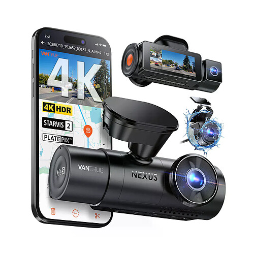 Vantrue N4 Pro S Dashcam 3 canaux 4K avec STARVIS 2, GPS, IP67 et vision nocturne